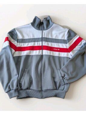 Vintage 80s Adidas Trefoil Track Jacket Colorblock Gray XL Made In Taiwan Street